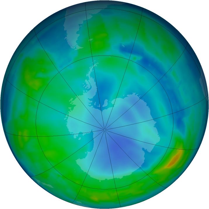 Antarctic ozone map for 24 May 2013